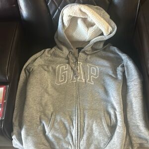 GAP Men's Logo Sherpa Full Zip Sweatshirt